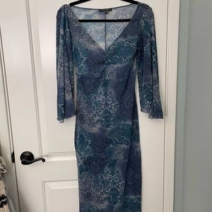 Weston Wear dress. Medium. Several blue shades, slightly sheer.